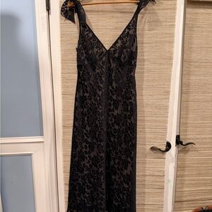 Evan Picone Black Floral Lace Chemise Dress